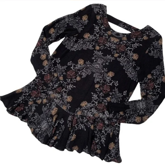 Free People Smooth Talker Tunic Raven Floral Open Back Dress - Picture 5 of 6